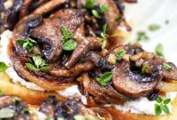Garlic Mushroom Crostini with Herbed Ricotta