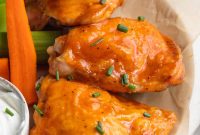 Spicy Buffalo Chicken Thighs with Crispy Skin and Tangy Sauce