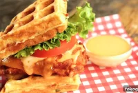 Buttermilk Fried Chicken & Bacon Cheddar Waffle Sandwich Recipe