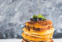 Fluffy Keto Pancakes Topped with Pure Maple Syrup