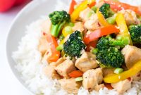 Honey Garlic Chicken Stir-Fry with Vegetables and Rice