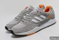 adidas Originals Tech Super Shoes — Grey/White with Orange Accents