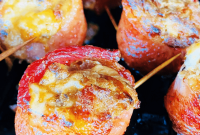 Cheesy Caramelized Onion Bacon-Wrapped Pig Shots: Party Appetizer