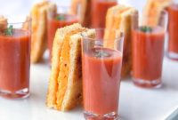 Mini Grilled Cheese Sticks with Soup Shooter Appetizer