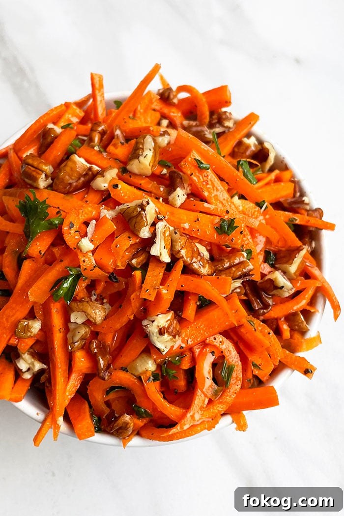Overhead Shot of Carrot Coleslaw With Nuts