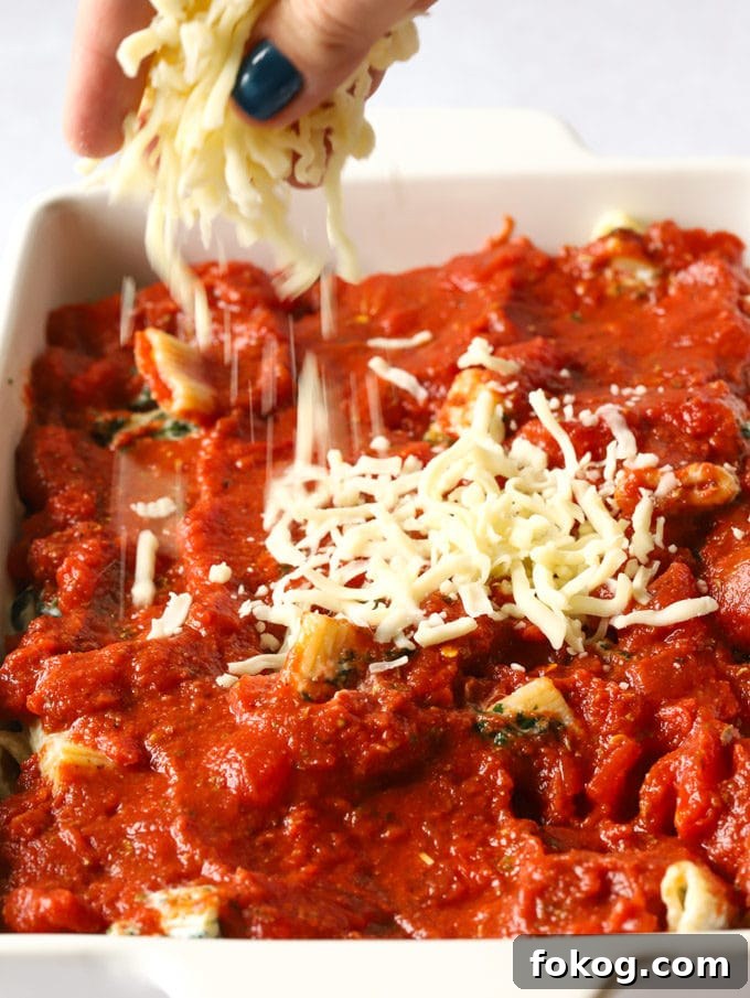 Tomato sauce spread in a dish ready to be topped with mozzarella cheese.