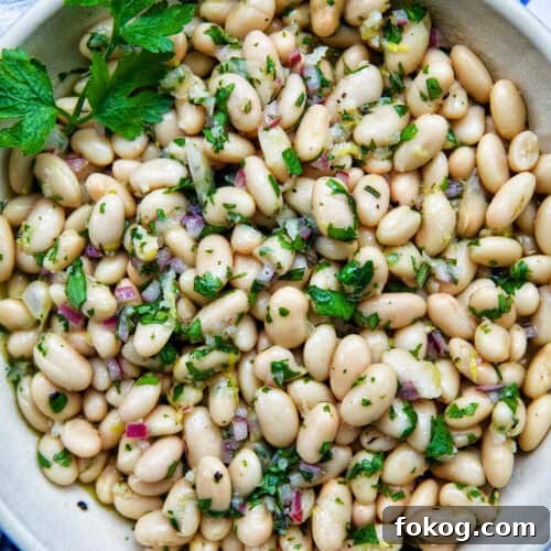 bowl of white bean salad.