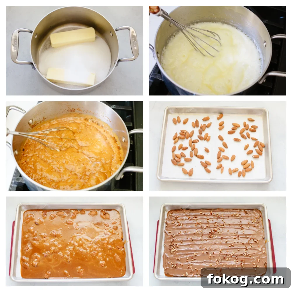 Process shots of preparing mixture and adding to pan.