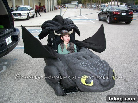 Awesome Toothless and Hiccup Wheelchair Costume