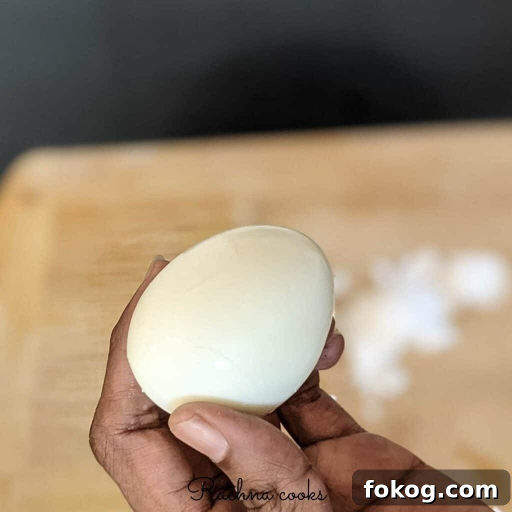 Air fryer hard boiled egg after peeling
