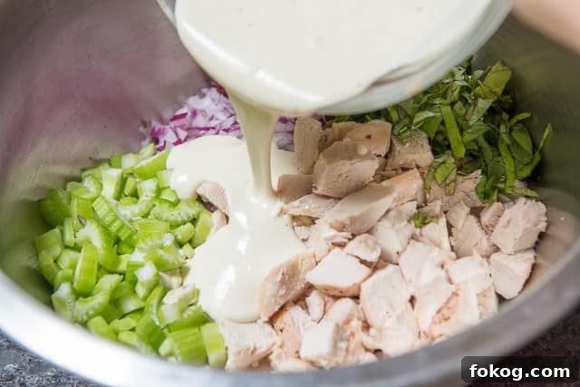 Cranberry Chicken Salad Dressing - Poured Into Mixing Bowl