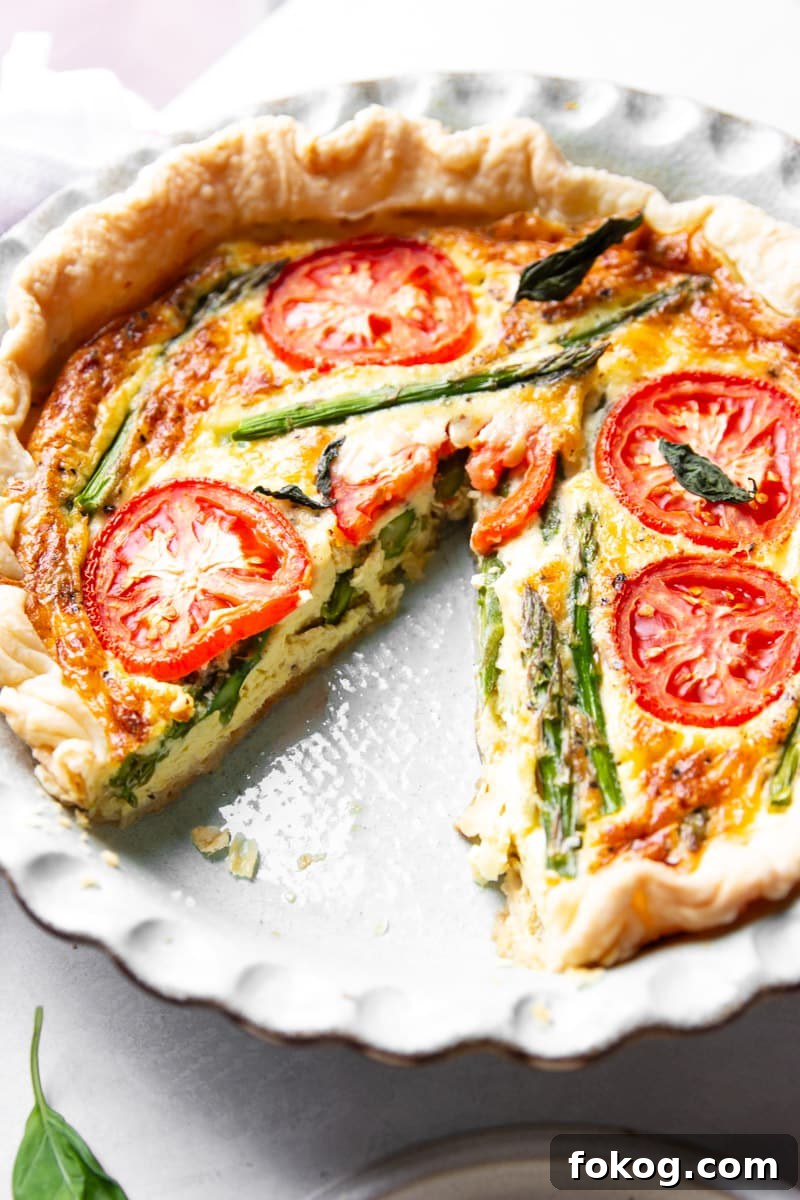 Asparagus and tomato quiche. 