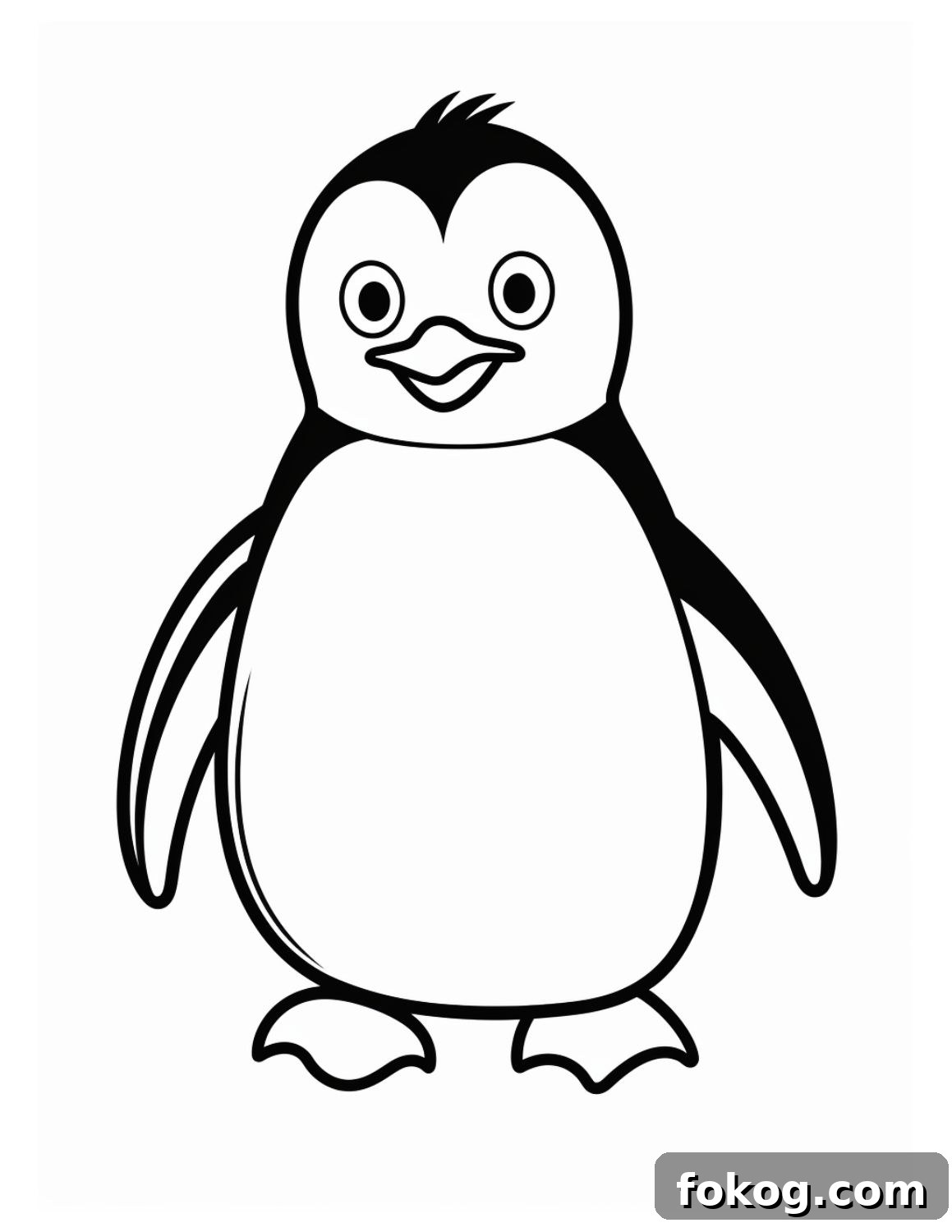 Skip to my Lou - Penguin Coloring Pages - Simple line drawing of a cute little penguin