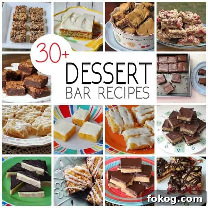 Photos of different dessert bar recipes.