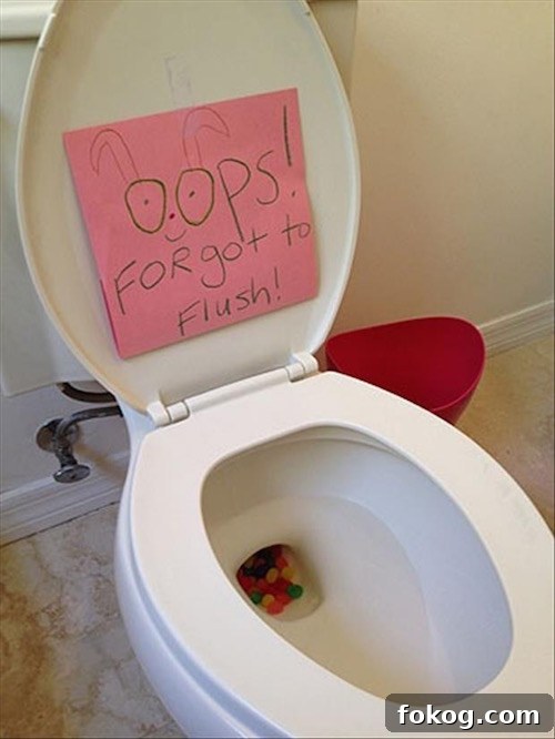 Easter Bunny prank! Put jelly beans in the toilet - kids love this! 