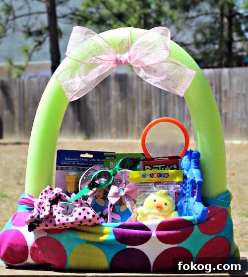 Pool noodle +beach towel = Easter basket! What a smart idea!