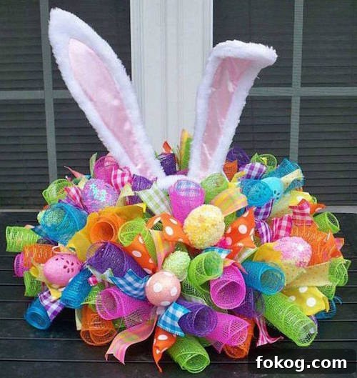 Awww... how sweet! Click the picture to have one made or use this picture as an inspiration to make your own bunny ear wreath (or centerpiece)