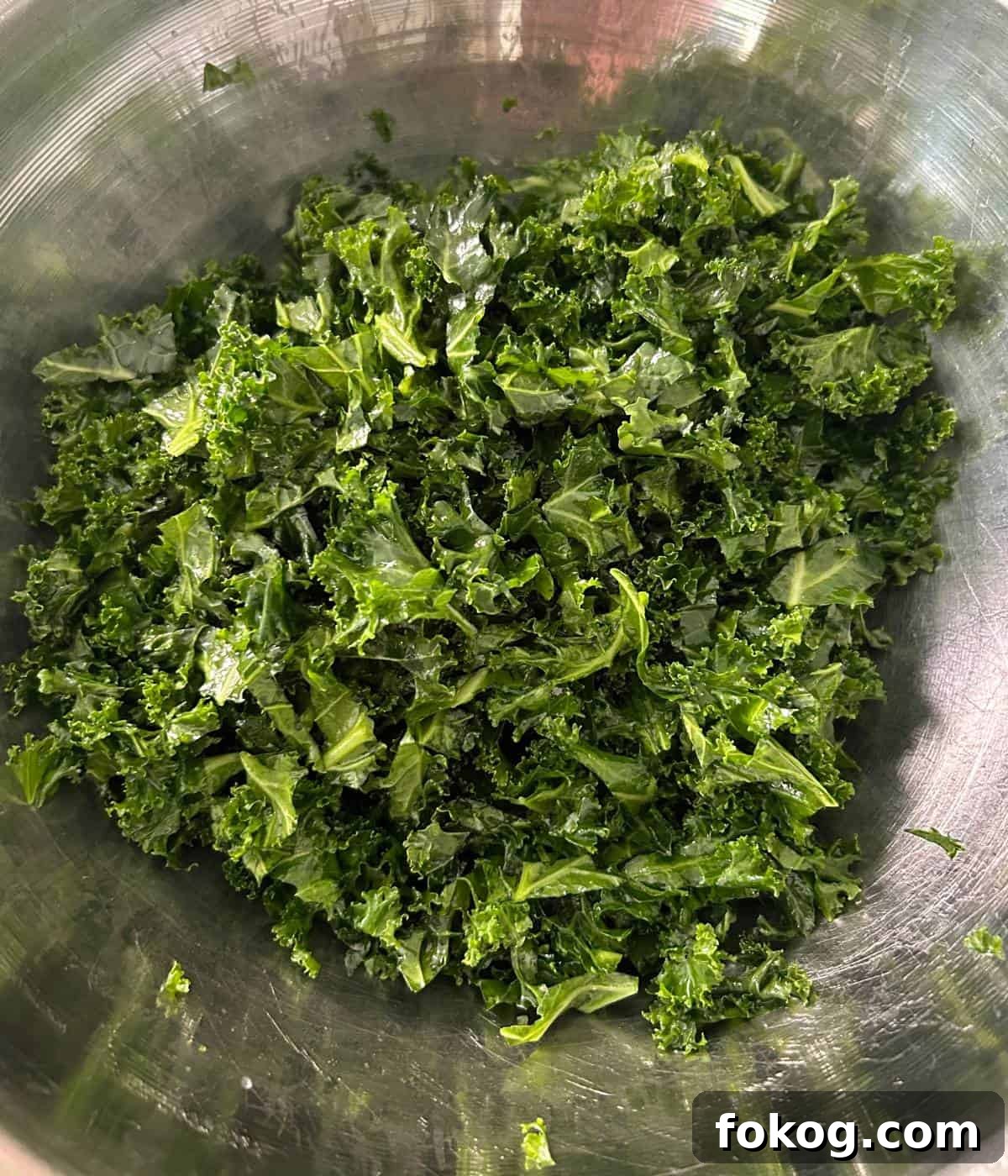 Massaged kale in bowl.