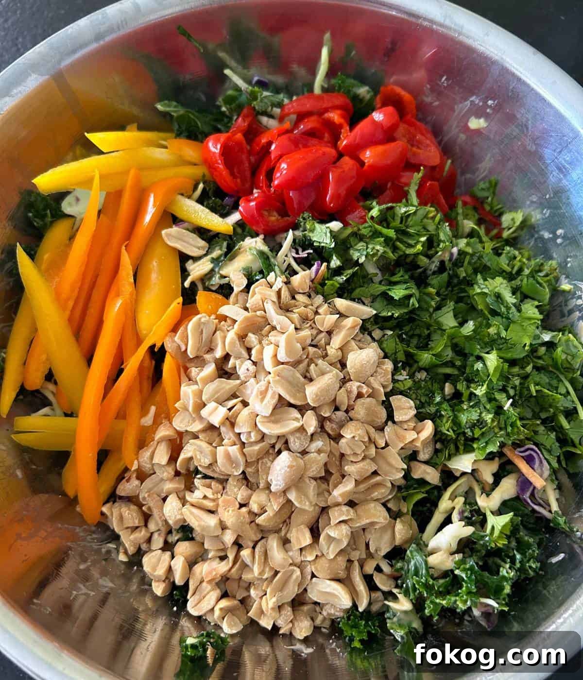Salad ingredients in bowl.