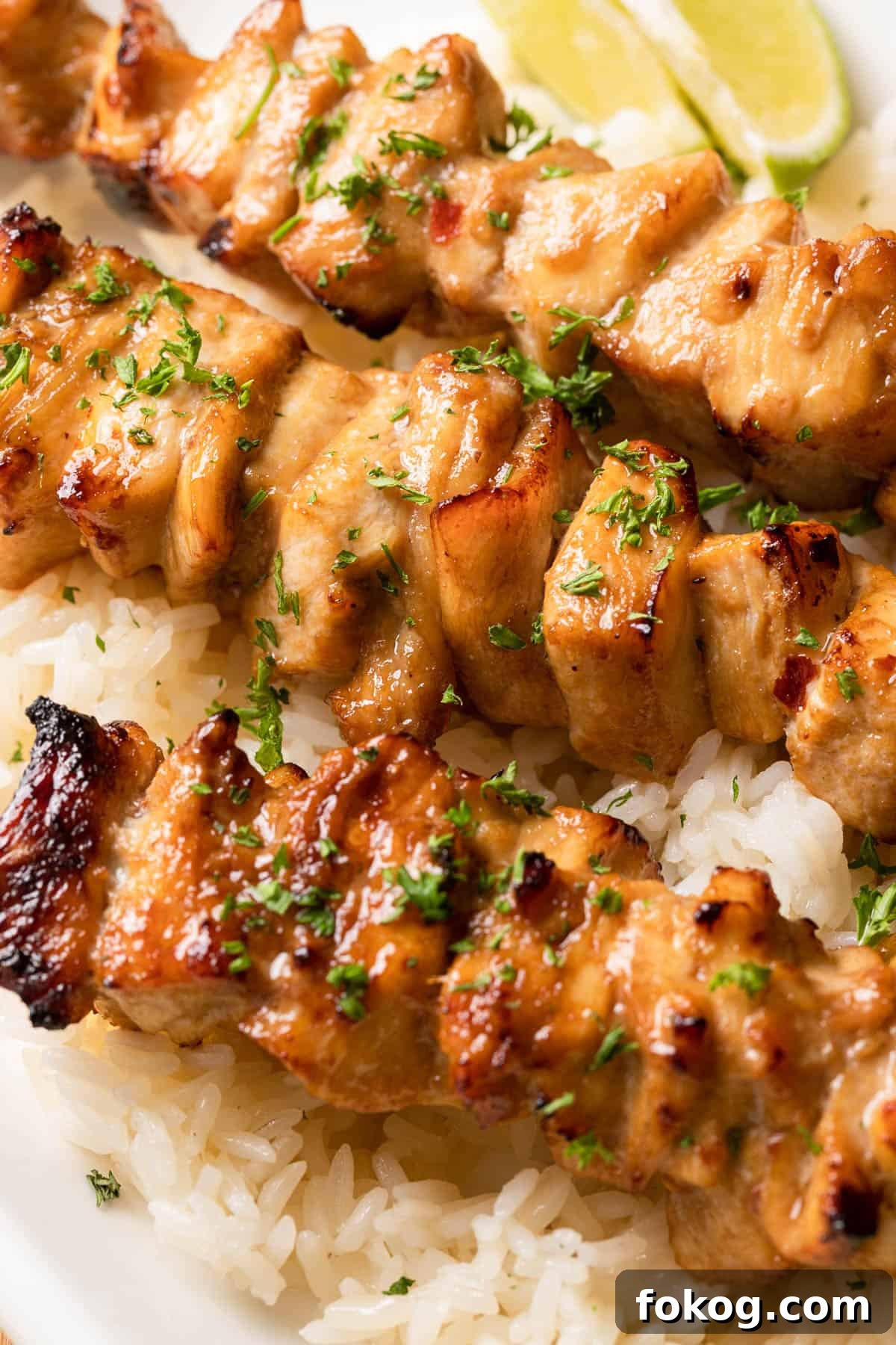 Air Fryer Chinese Chicken Skewers Recipe with Sticky Glaze 8 The completed recipe.