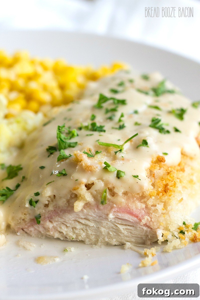 Go make this Easy Chicken Cordon Bleu for dinner tonight! I’m not even kidding. It’s completely delicious, and the sauce is to die for!
