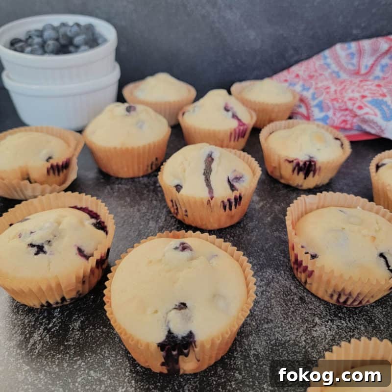 Simple Bisquick Recipes for Delicious Breakfasts and Snacks 7 Bisquick blueberry muffins by a bowl of blueberries