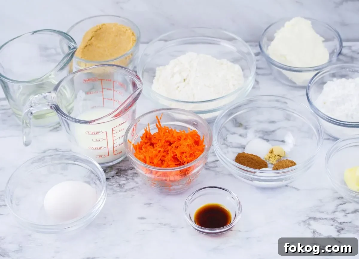 Ingredients needed to make dairy free and gluten free carrot cake donuts.