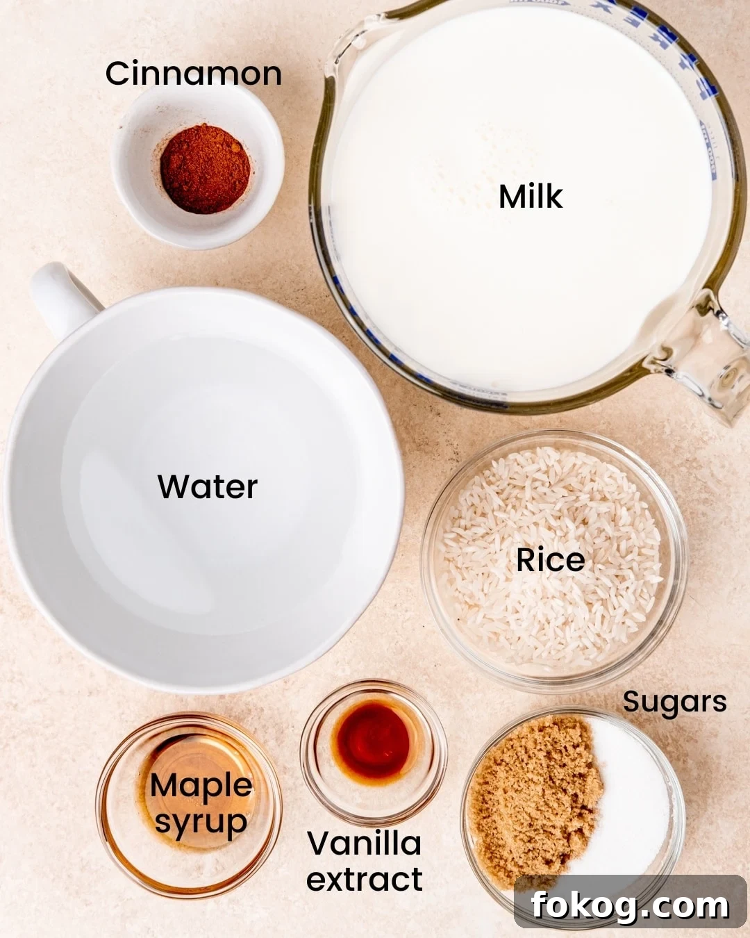 maple cinnamon rice pudding ingredients labeled