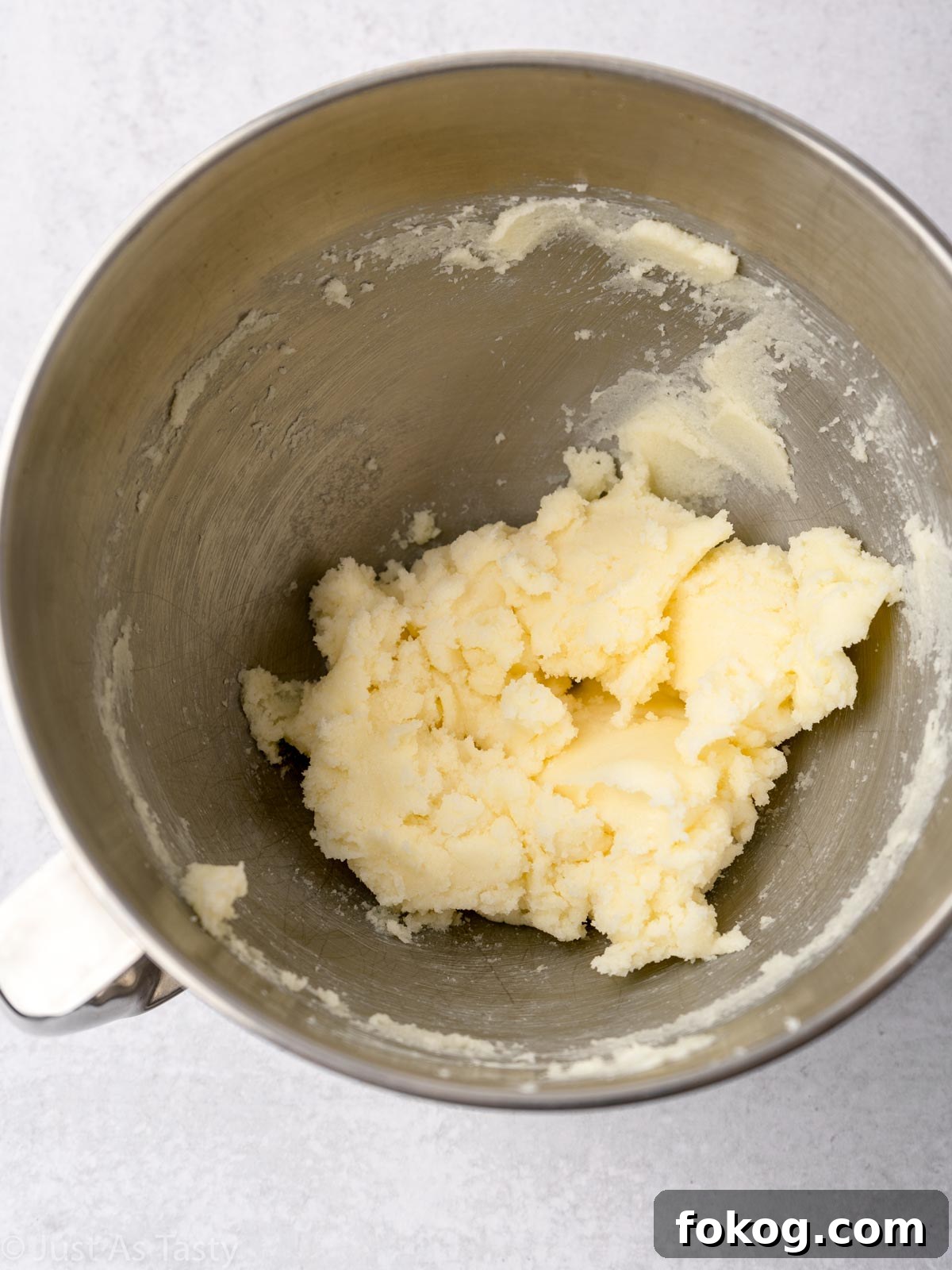 Moist Eggless Marble Cake Recipe for Perfect Swirls 6 Creamed butter and sugar in a bowl.