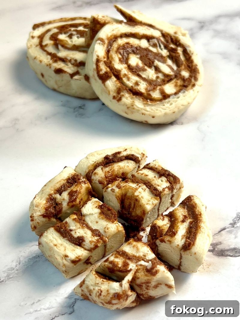 Cinnamon Roll French Toast Casserole Recipe for Brunch Bliss 3 Cinnamon roll cut in 6 pieces.