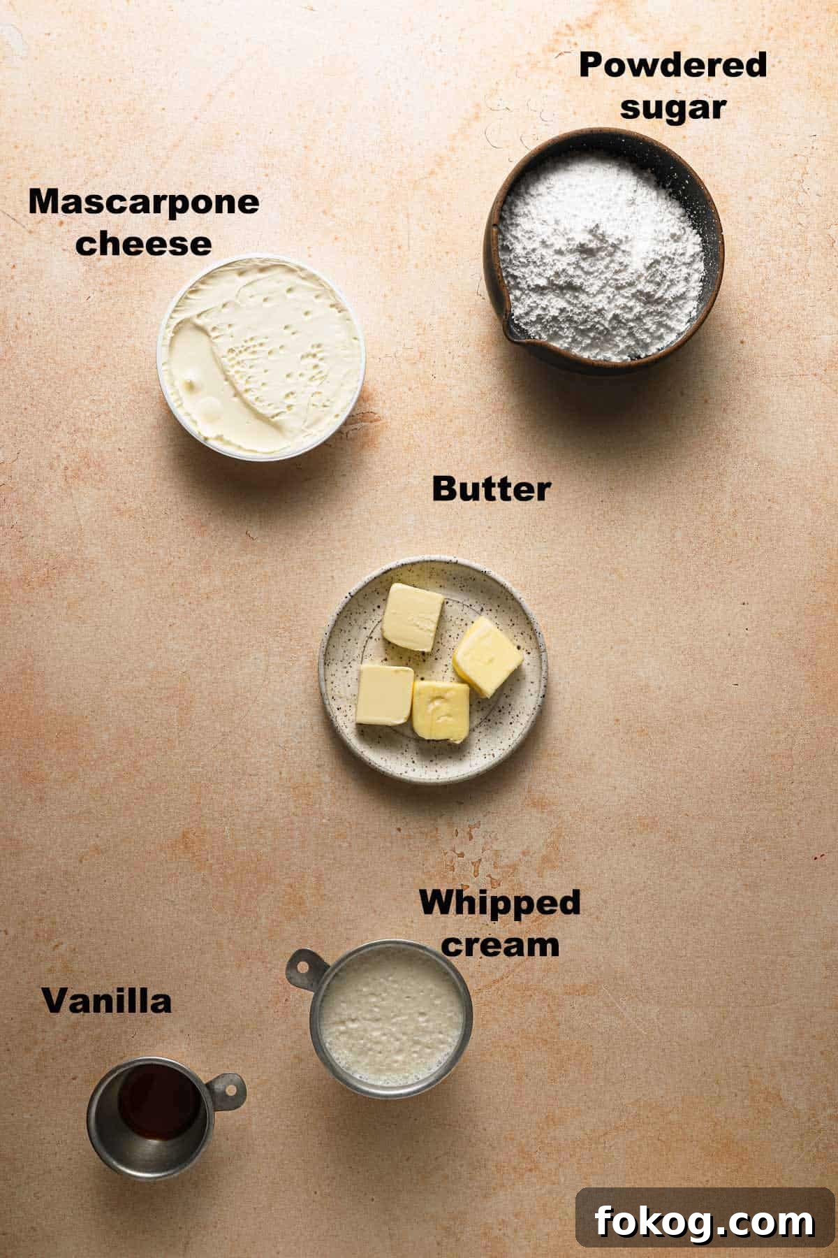 ingredients to make italian cream cheese frosting.