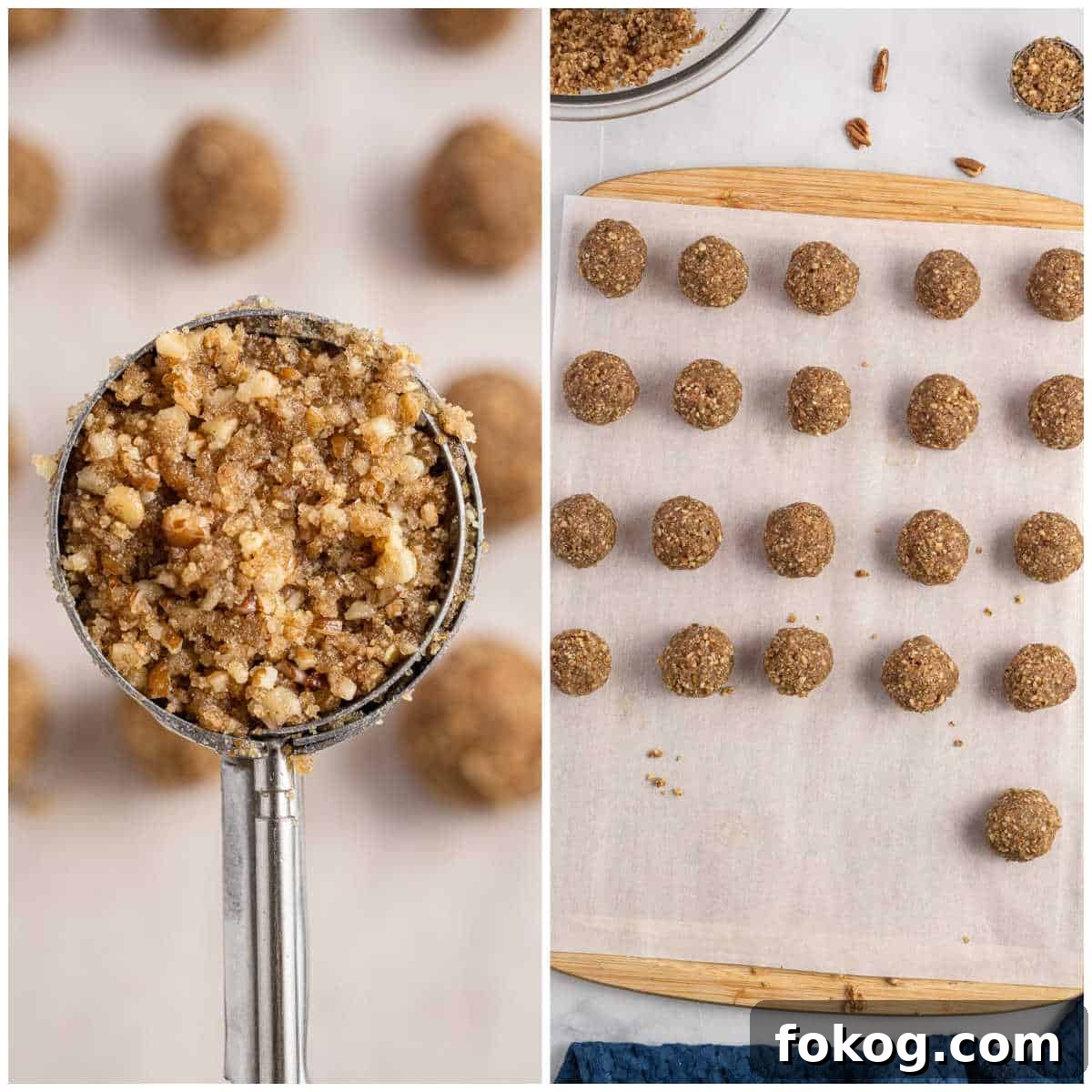 Collage of making the recipe into balls.