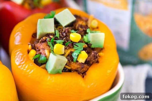 Mexican Chicken and Quinoa Stuffed Peppers