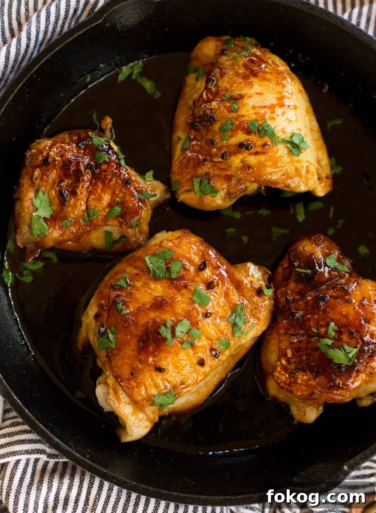 One Skillet Honey Garlic Chicken Thighs