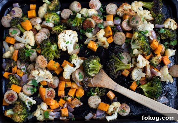 One Pan Dijon Herb Chicken Sausage and Vegetables