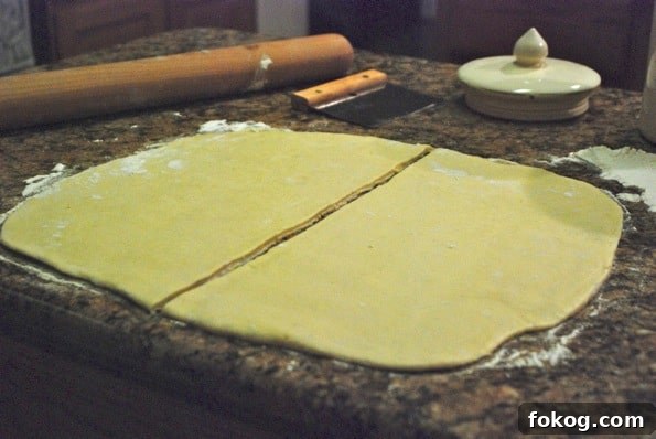 yeast dough cut in half