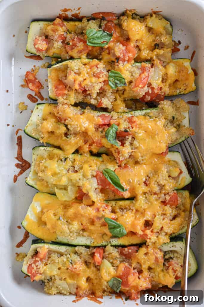 Quinoa-Stuffed Zucchini Boats with Herbs and Lemon 10 Quinoa Stuffed Zucchini