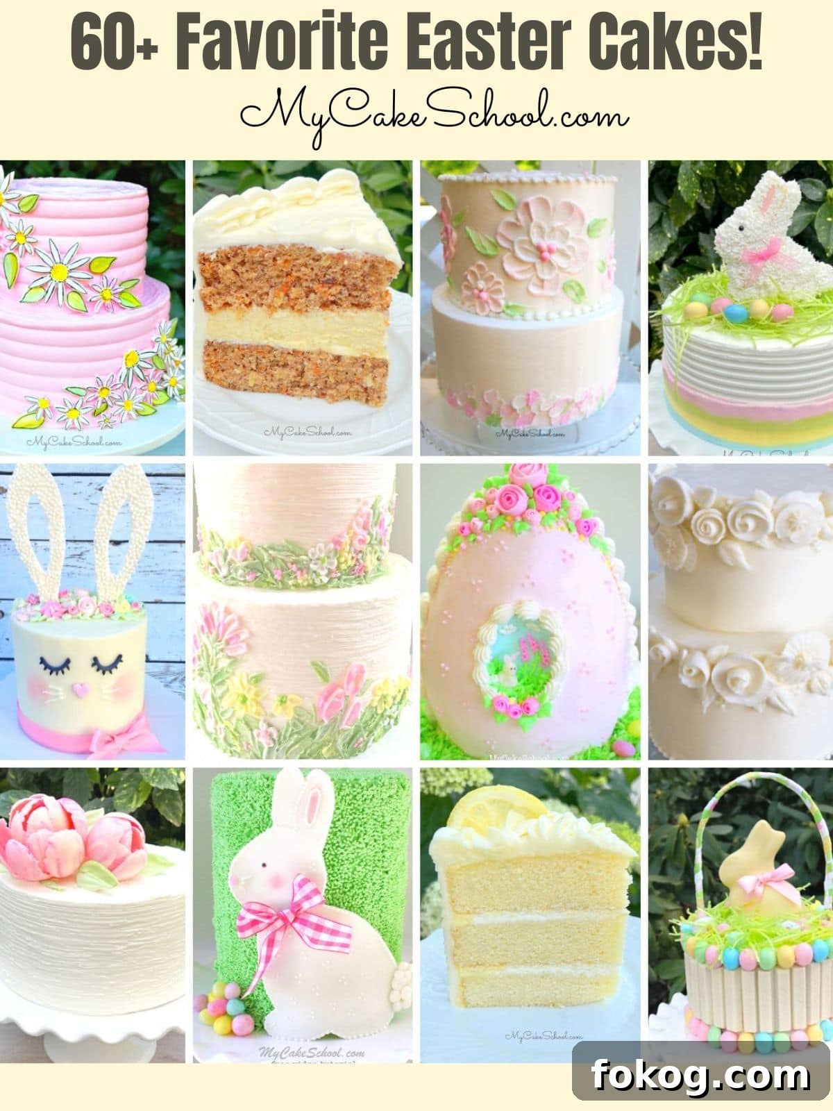 Collage of favorite Easter Cakes and Tutorials