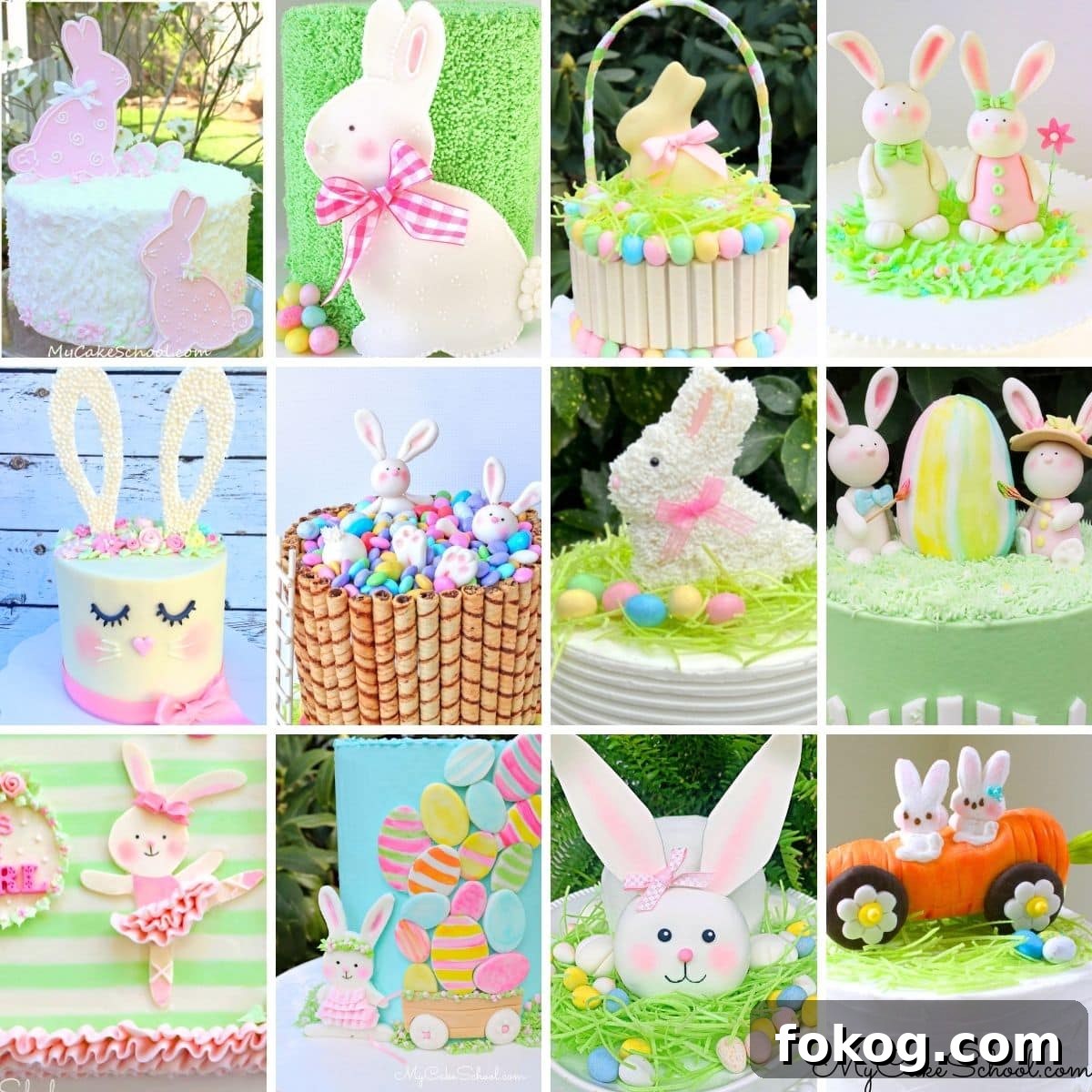 Collage of bunny cake ideas