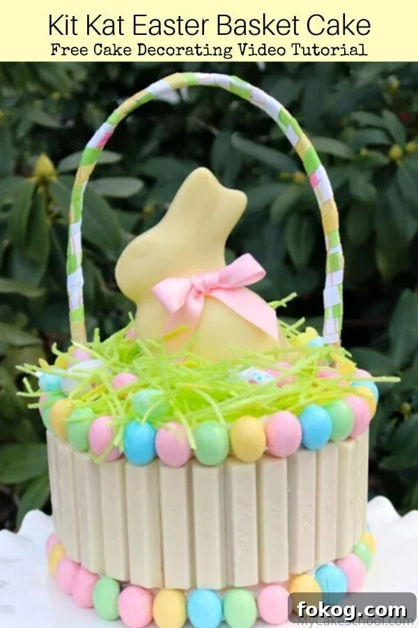 Image for Kit Kat Easter Basket Cake- Free Video Tutorial