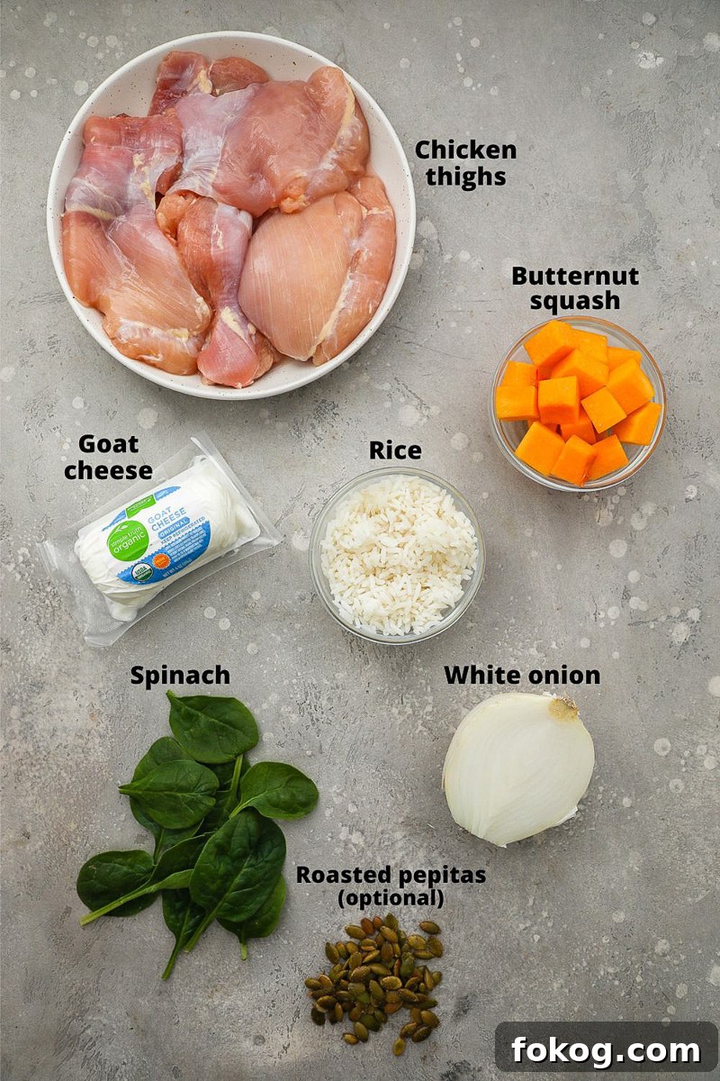 Ingredients used to make chimichurri chicken bowls