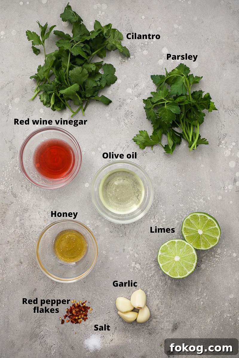 Ingredients used to make chimichurri