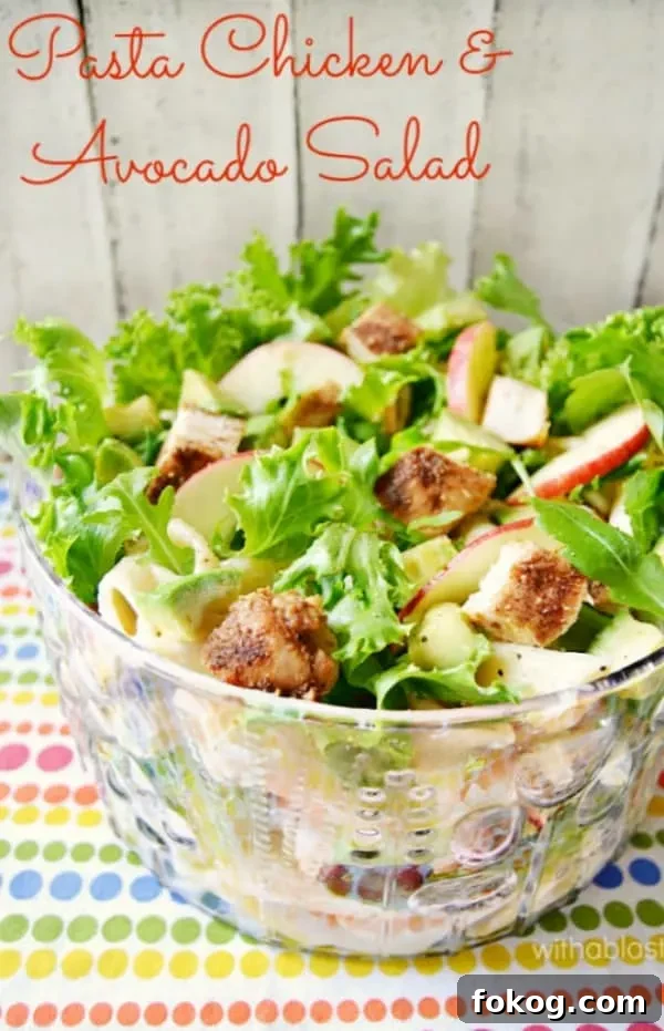 Refreshing, filling Pasta Chicken and Avocado Salad ~ perfect lunch or light dinner on a warm Summer day Pasta Chicken and Avocado Salad