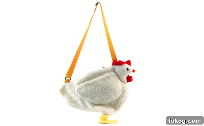 Why Everyone’s Obsessed With the Fluffy Chicken Purse—and Where to Get It 5 Plush hen purse side view