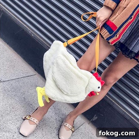 Why Everyone’s Obsessed With the Fluffy Chicken Purse—and Where to Get It 7 Plush hen purse full view