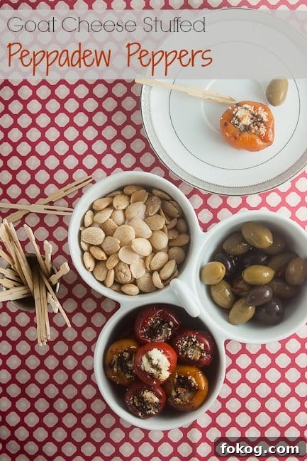 Goat Cheese Stuffed Peppadew Peppers. Perfect as tapas or a light snack! 