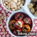 Goat Cheese Stuffed Peppadew Peppers. Perfect as tapas or a light snack!