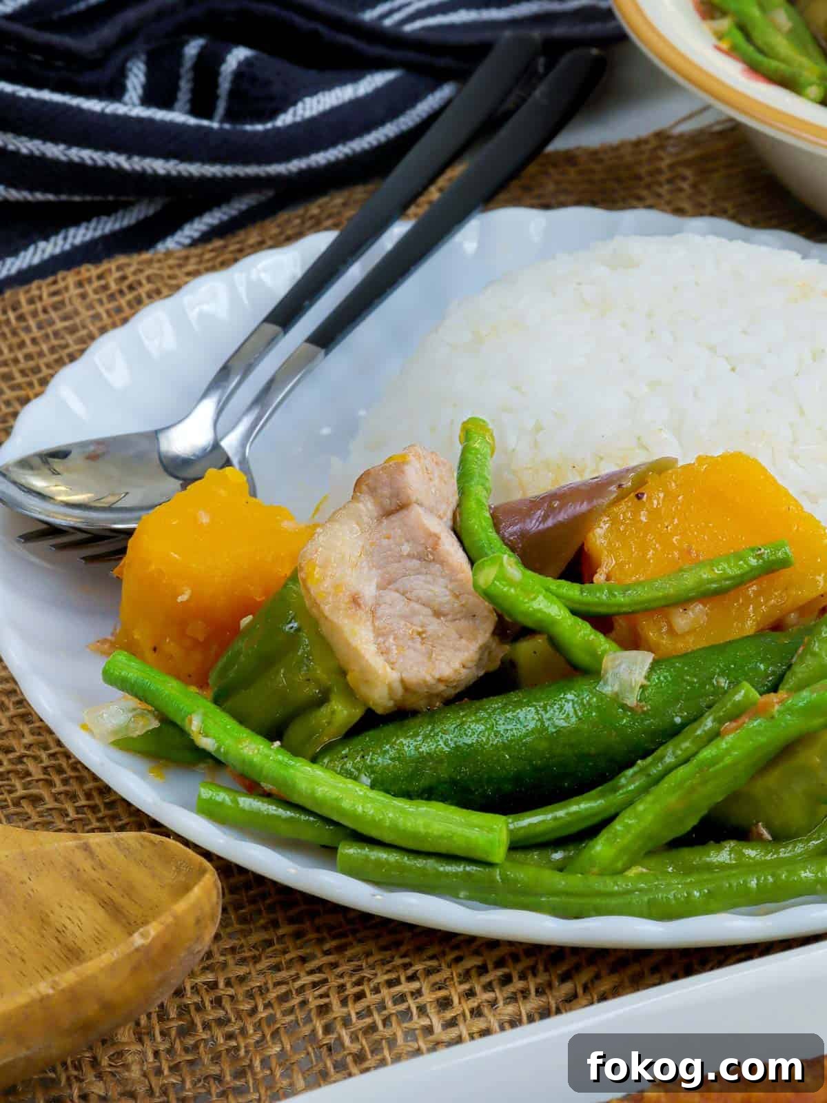 Pinakbet Recipe in Tagalog: Authentic Ilocano Vegetable Stew 5 pinakbet with steamed rice on a white plate