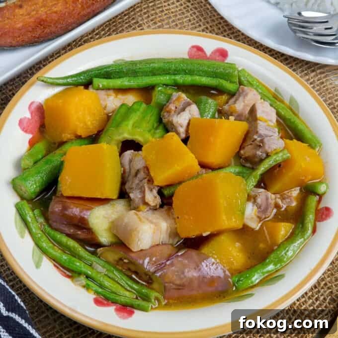 Pinakbet Recipe in Tagalog: Authentic Ilocano Vegetable Stew 6 Pinakbet Tagalog in a white serving bowl