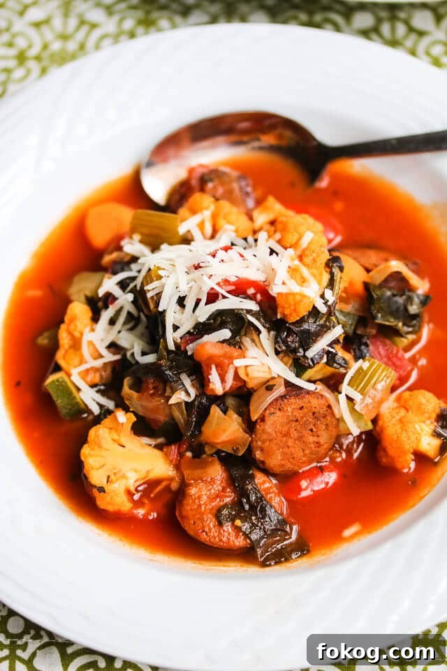 Fall Harvest Vegetable and Chorizo Sausage Soup (Low Carb) 2 Fall Harvest Vegetable Chorizo Sausage Soup - this chunky soup is chockfull of vegetables and comfort food for the soul